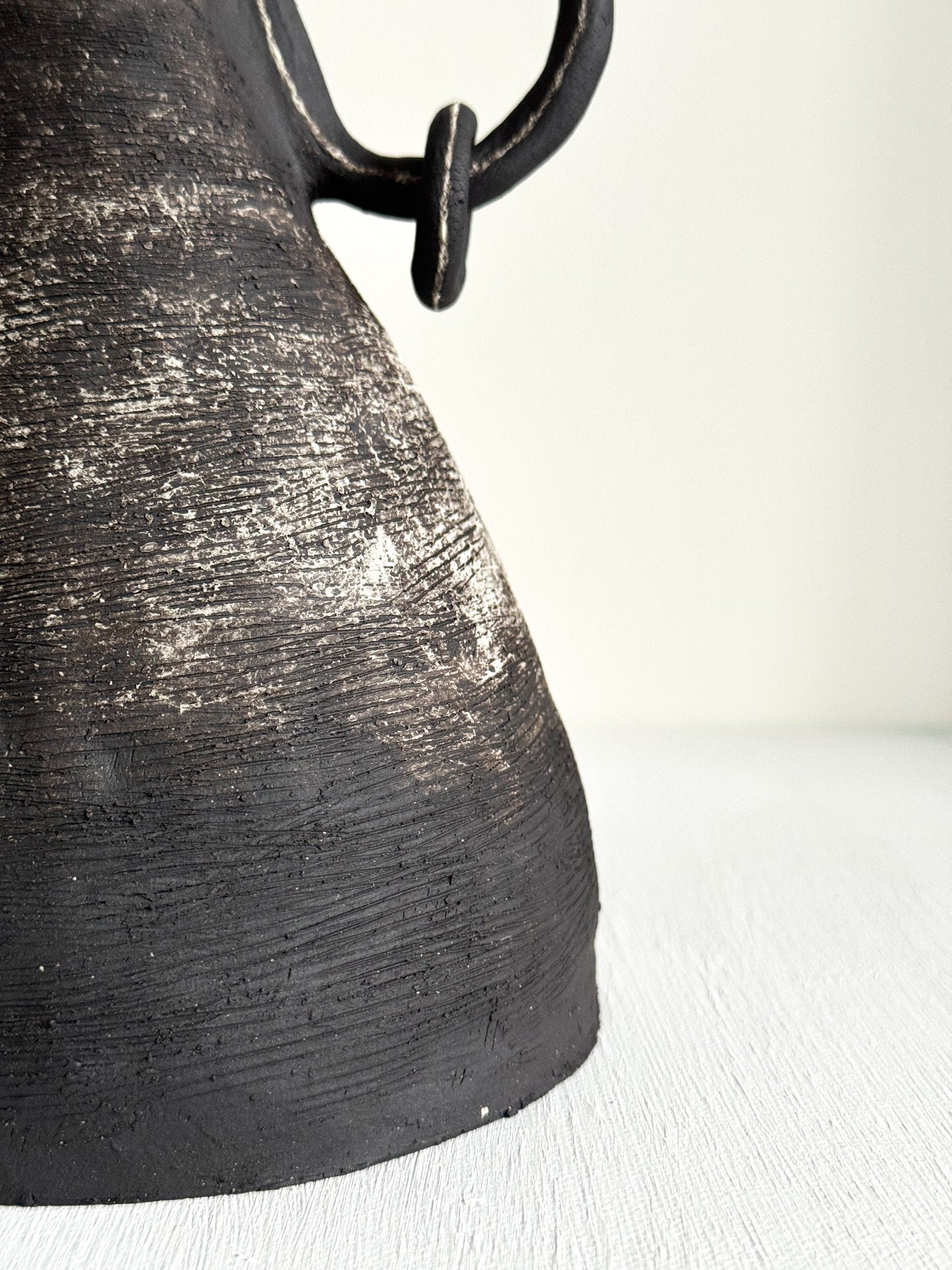 Malang Vessel 02 — Dark Stoneware with White Slip Elements