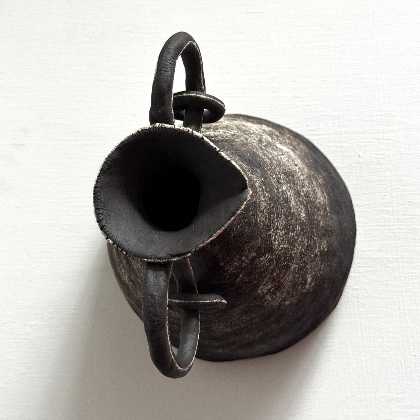 Malang Vessel 02 — Dark Stoneware with White Slip Elements