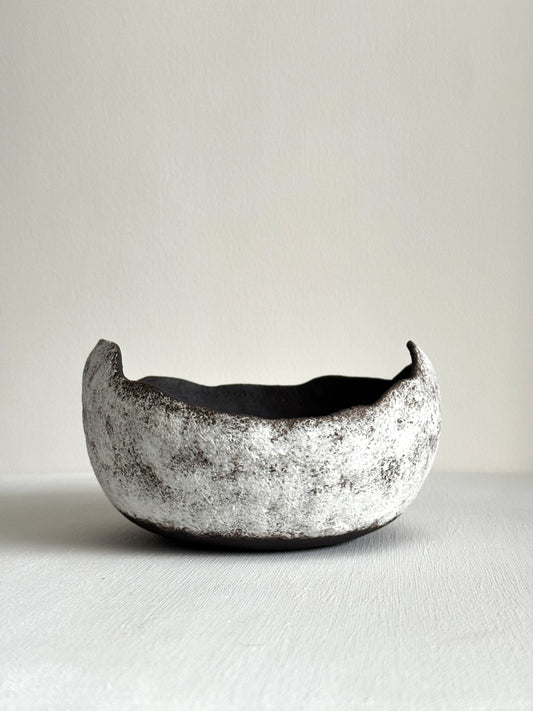 Small Handcrafted Clay Bowl with White Slip Finish